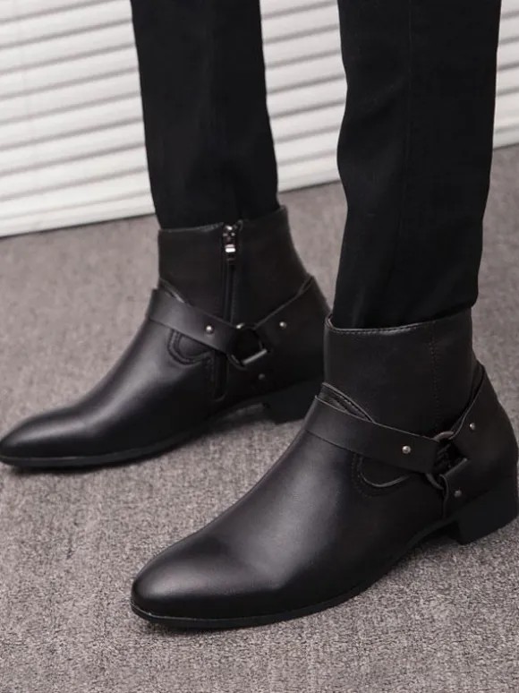Men's Chelsea Boots Fabulous Buckle Pointed Toe Ankle Boots