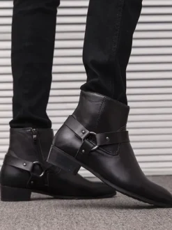 Men's Chelsea Boots Fabulous Buckle Pointed Toe Ankle Boots