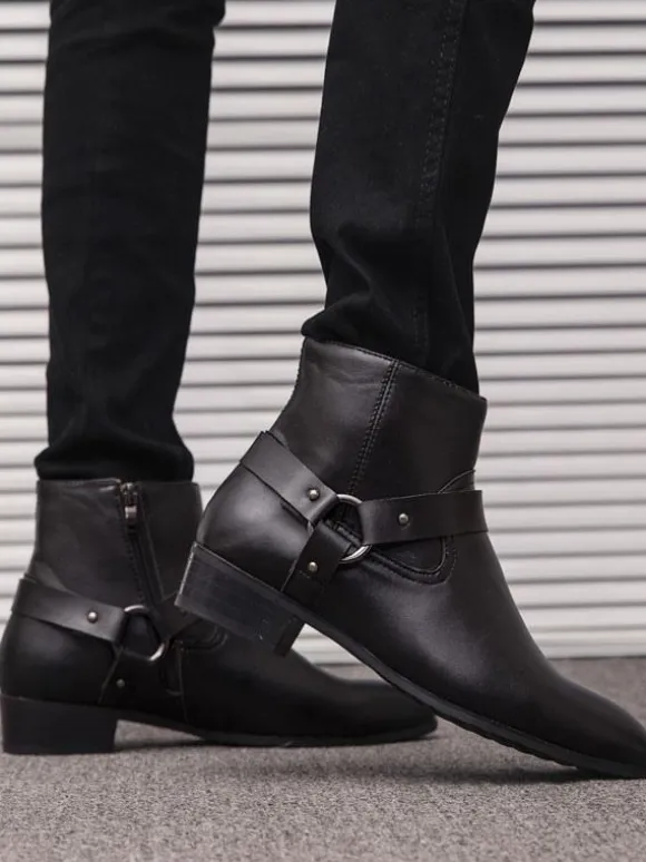 Men's Chelsea Boots Fabulous Buckle Pointed Toe Ankle Boots