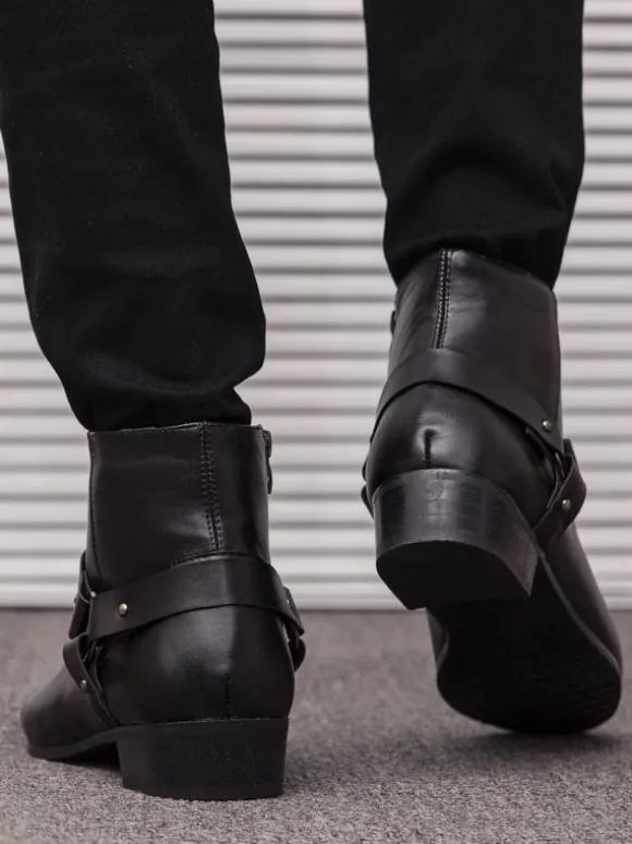 Men's Chelsea Boots Fabulous Buckle Pointed Toe Ankle Boots