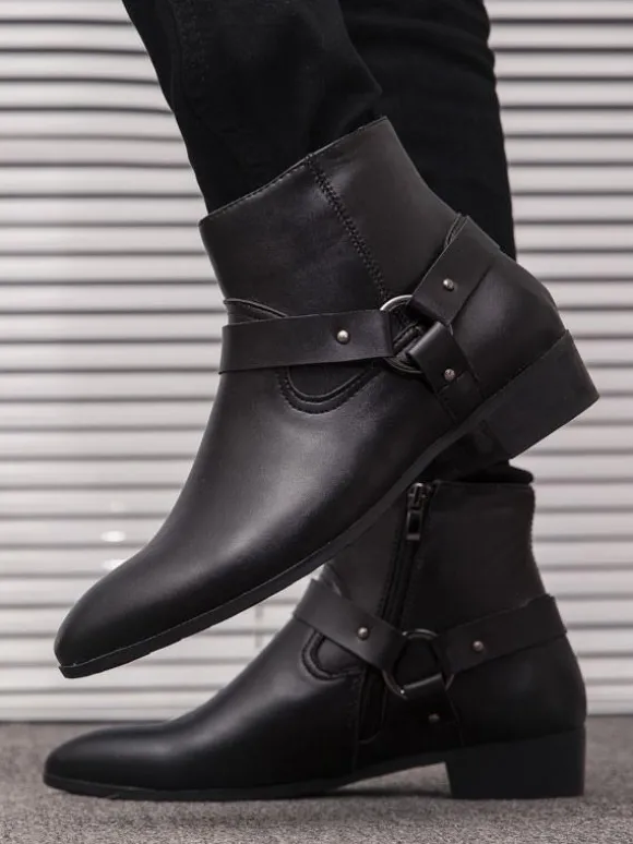 Men's Chelsea Boots Fabulous Buckle Pointed Toe Ankle Boots