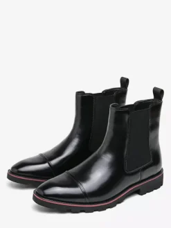 Mens Chelsea Boots High Top Pointed Toe Non Slip Thick Sole Short Boots
