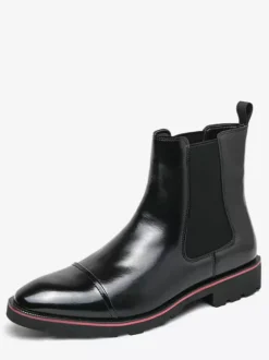 Mens Chelsea Boots High Top Pointed Toe Non Slip Thick Sole Short Boots