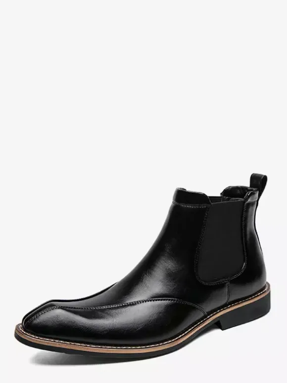 Mens Chelsea Boots Retro High Top Slip-on Leather Casual Shoes