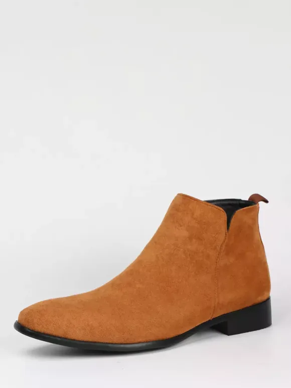 Men's Chelsea Boots Round Toe Slip On Flat Ankle Boots