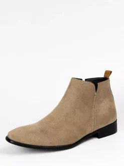 Men's Chelsea Boots Round Toe Slip On Flat Ankle Boots
