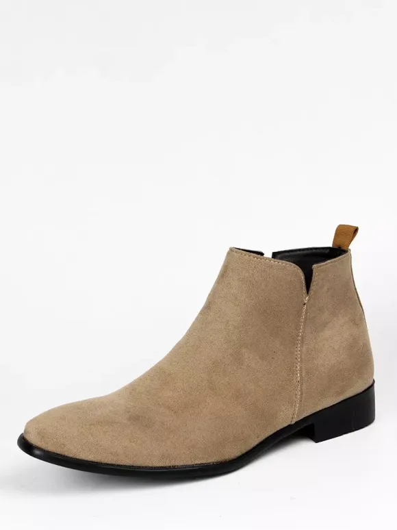 Men's Chelsea Boots Round Toe Slip On Flat Ankle Boots