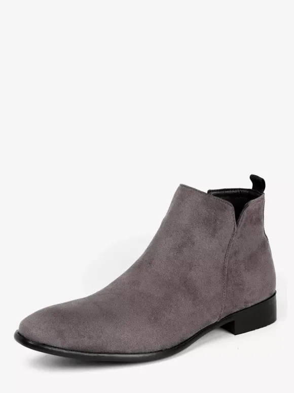 Men's Chelsea Boots Round Toe Slip On Flat Ankle Boots