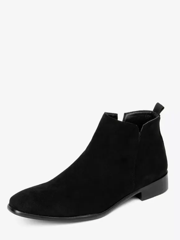 Men's Chelsea Boots Round Toe Slip On Flat Ankle Boots