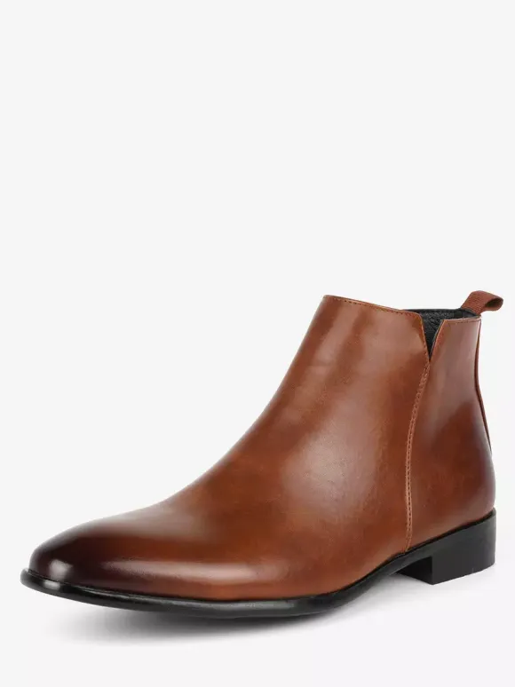 Men's Chelsea Boots Round Toe Slip On Flat Ankle Boots