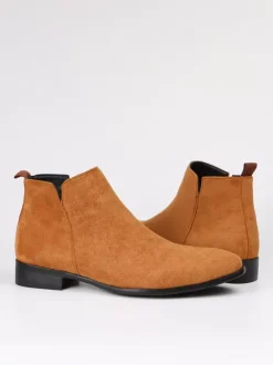 Men's Chelsea Boots Round Toe Slip On Flat Ankle Boots