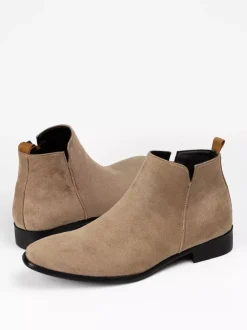 Men's Chelsea Boots Round Toe Slip On Flat Ankle Boots