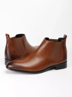 Men's Chelsea Boots Square Toe Slip On Flat Dress Ankle Boots