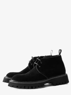 Mens Chukka Boots Chunky Sole Round-Toe Suede Leather Ankle Boots