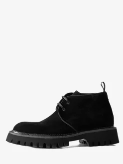 Mens Chukka Boots Chunky Sole Round-Toe Suede Leather Ankle Boots