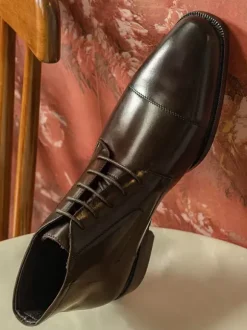 Men's Dress Boots Cowhide Classic Black Prom Wedding Short Ankle Boots