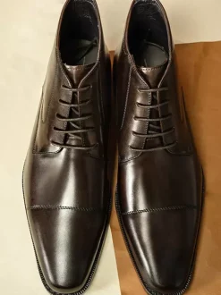 Men's Dress Boots Cowhide Classic Black Prom Wedding Short Ankle Boots