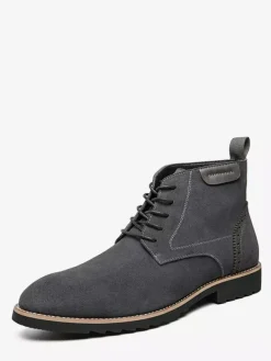 Mens Dress Boots Lace-Ups Suede Leather Non Slip Ankle Boots