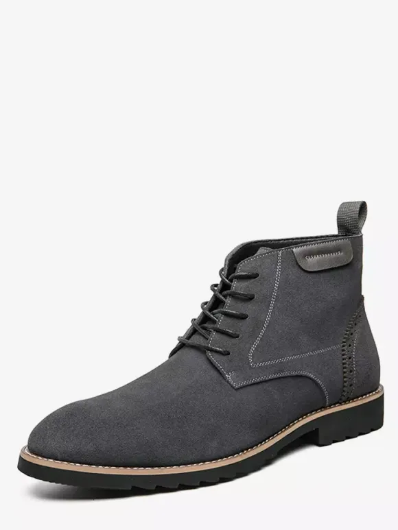 Mens Dress Boots Lace-Ups Suede Leather Non Slip Ankle Boots