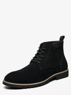 Mens Dress Boots Lace-Ups Suede Leather Non Slip Ankle Boots