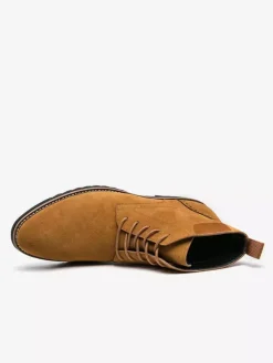 Mens Dress Boots Lace-Ups Suede Leather Non Slip Ankle Boots