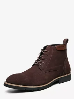 Mens Dress Boots Lace-Ups Suede Leather Non Slip Ankle Boots