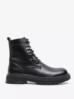 Mens Dress Boots Round-Toe Chunky Sole Lace-Up Formal Footwear