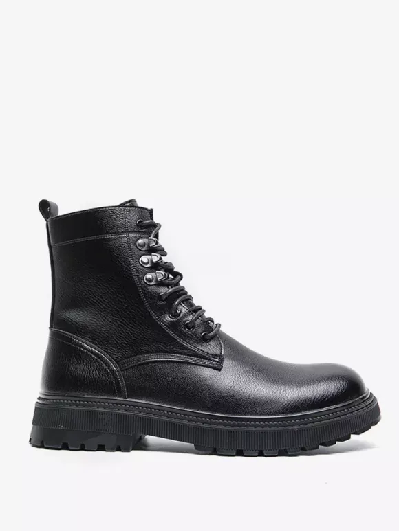 Mens Dress Boots Round-Toe Chunky Sole Lace-Up Formal Footwear