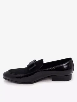 Men's Dress Loafers Genuiue Leather Round Toe Patchwork Bow Slip On Prom Shoes
