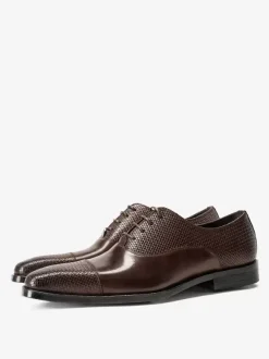 Men's Dress Oxford Shoes Brown Lace Up Prom Wedding Shoes