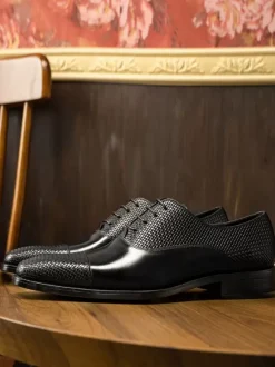 Men's Dress Oxford Shoes Brown Lace Up Prom Wedding Shoes