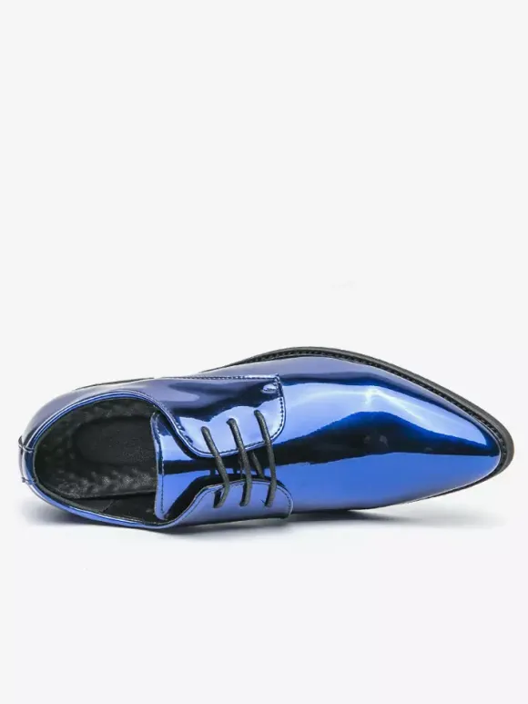 Men's Dress Shoes Blue Pointed Toe Lace Up Shoes
