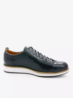 Mens Dress Shoes Crocodile Pattern Lace Up Handmade Genuine Leather Shoes