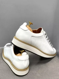 Mens Dress Shoes Crocodile Pattern Lace Up Handmade Genuine Leather Shoes