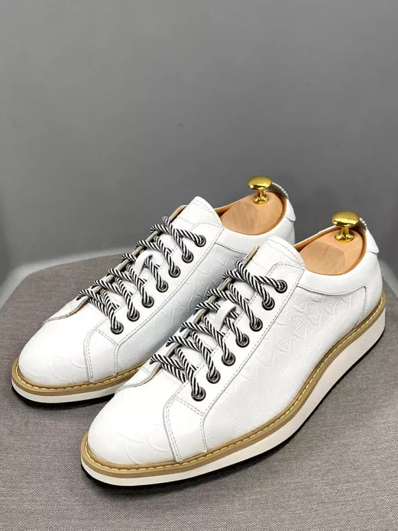 Mens Dress Shoes Crocodile Pattern Lace Up Handmade Genuine Leather Shoes