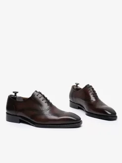 Men's Dress Shoes Fashion Round Toe Leather Brogue Derby Formal Wedding Shoes