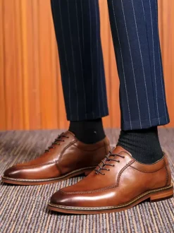 Men's Dress Shoes Fashion Square Toe Leather Prom Wedding Shoes
