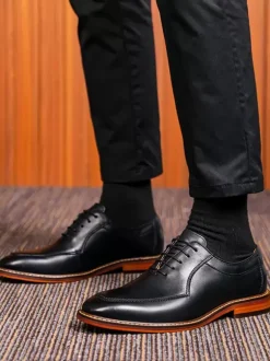 Men's Dress Shoes Fashion Square Toe Leather Prom Wedding Shoes