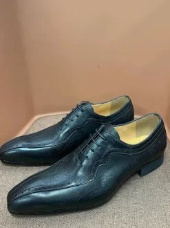 Mens Dress Shoes Lace Up Brogue Genuine Leather Oxfords