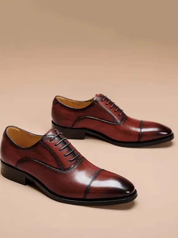 Mens Dress Shoes Leather Pointed Toe Formal Derbies Shoes Suitable For Office And Prom
