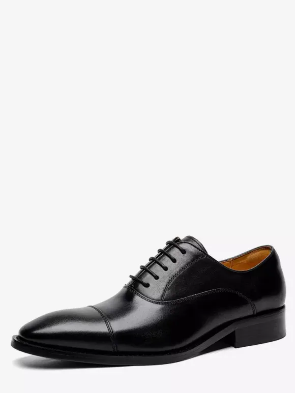 Mens Dress Shoes Leather Pointed Toe Formal Derbies Shoes Suitable For Office And Prom