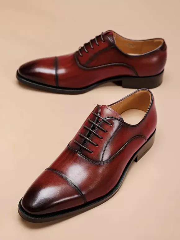 Mens Dress Shoes Leather Pointed Toe Formal Derbies Shoes Suitable For Office And Prom