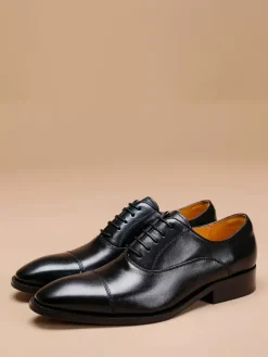 Mens Dress Shoes Leather Pointed Toe Formal Derbies Shoes Suitable For Office And Prom