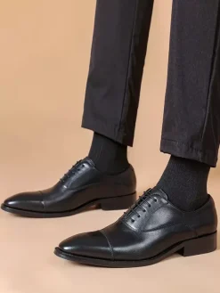 Mens Dress Shoes Leather Pointed Toe Formal Derbies Shoes Suitable For Office And Prom