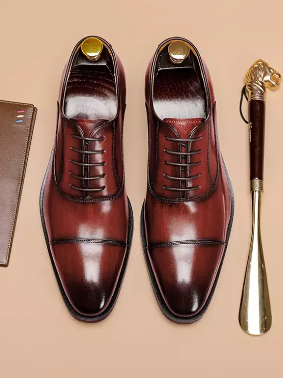 Mens Dress Shoes Leather Pointed Toe Formal Derbies Shoes Suitable For Office And Prom
