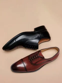 Mens Dress Shoes Leather Pointed Toe Formal Derbies Shoes Suitable For Office And Prom