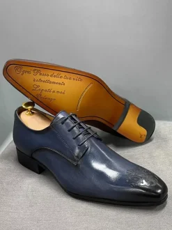 Men's Dress Shoes Modern Round Toe Cowhide Prom Wedding Shoes