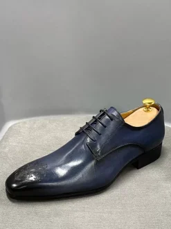 Men's Dress Shoes Modern Round Toe Cowhide Prom Wedding Shoes