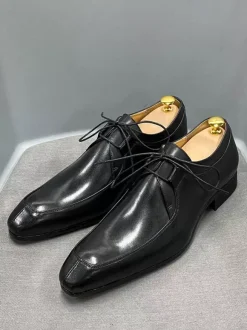 Men's Dress Shoes Modern Round Toe Cowhide Prom Wedding Shoes
