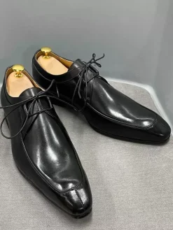 Men's Dress Shoes Modern Round Toe Cowhide Prom Wedding Shoes
